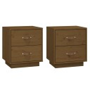 vidaXL Nattbord 2 stk honningbrun 40x34x45 cm heltre furu