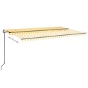 vidaXL Automatisk markise med vindsensor og LED 500x300 cm gul/hvit
