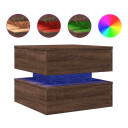  Salongbord med LED-lys brun eik 50x50x40 cm 839860