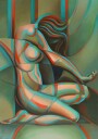 Contemplative Cubist Woman Plakat / 30x40