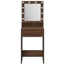  Sminkebord med LED Lys Brun Eik 50x41x135 cm