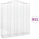vidaXL Gabionkurver buede 11 stk 200x50x220/240 cm galvanisert jern