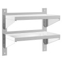 Vegghylle 2 etasjer 50x30x60 cm sølv rustfritt stål