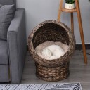 Mørkebrun Rattan Cat kurv 50x42x60cm