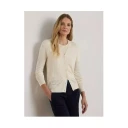 Lauren Ralph Lauren Belting-Motif V-Neck Cardigan - Cream - XL
