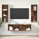  TV benk sett Veggmontert 3 pcs Gammelt tre 37 x 37 x 142.5 cm