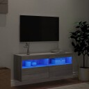  Vegghengt TV benk med LED grå sonoma 100x30x40 cm