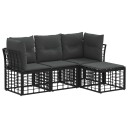 vidaXL Utendørs sofa sett Svart Polyester