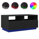  Salongbord med LED-lys svart 90x49x40 cm 839834