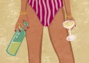 Girl with wine at the beach Plakat / 50x70