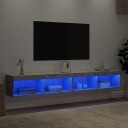  TV benker med LED lys 2 stk betonggrå 100x30x30 cm