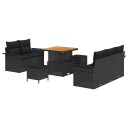  8 Delt Hage Sofa Sett med Puter Svart Polyrotting Akasie