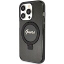 Case Guess Iml Ring Stand Glitter Magsafe Case For Iphone 15 Pro Max Black
