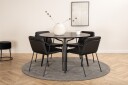 Venture Home Dipp Spisegruppe 115 cm Rund med 4 Tvista Stoler Sort