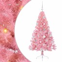  Kunstig Forhåndsopplyst Juletre med 150 LED Rosa 150 cm PVC