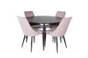 Venture Home Dipp Spisegruppe 115 cm Rund med 4 Leone Stoler Sort