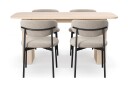 Kopparbo Spisebord 160 cm med 4 Lucy Spisestoler - Hvit / Greige Bouclé / Metallben Svart