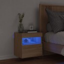  Vegghengt TV-benk med LED sonoma eik 40x30x40 cm 837173