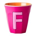 Rice melaminkopp medium bokstav F 30 cl Fuchsia