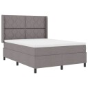  Box Spring Seng med Madrass og LED Taupe 160x200 cm Stoff