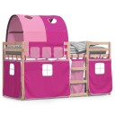  Køyeseng med gardiner rose 80x200 cm heltre furu 8721102690303