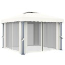 vidaXL Paviljong med gardin 3x3 m kremhvit aluminium