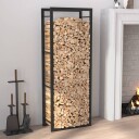 Vedstativ stål matt 50x28x132 cm - sort