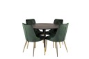Venture Home Dipp Spisegruppe 115 cm Rund med 4 Velvet Stoler   Sort/Guld
