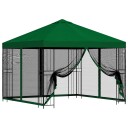 vidaXL Hagepaviljong med sidevegger 3 x 3 m Grønn Polyester og stål