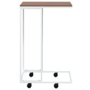 vidaXL Sidebord med hjul hvit 40x30x63,5 cm konstruert tre