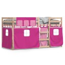  Køyeseng med gardiner rose 90x190 cm heltre furu