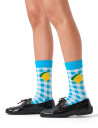 Happy Socks Gingham Lemon Sock   Blue   41 46