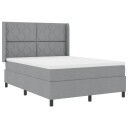 Box Spring Seng med Madrass & LED Lys Grå 140x190 cm Stoff
