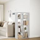 Romdeler bokhylle hvit 69,5x29x137,5 cm konstruert tre
