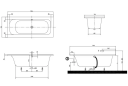 V&B Loop & Friends Badekar f/innbygging 1700x750 mm.