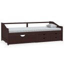 vidaXL Sengeramme 3 seter med skuffer heltre furu 90x200 cm mørkebrun