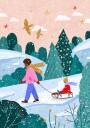 Snowy Sledge Walk Poster Plakat / 21x30cm