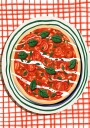 Tomato & Basil Pizza Italian Food Art Plakat Plakat / 70x100cm