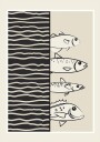 Abstract Fishes On Waves Plakat Plakat / 50x70cm