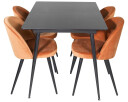 Venture Design Silar & Velvet spisegruppe Svart/orange 4 st stoler & bord 120 x 90 cm