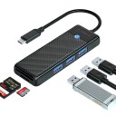 Orico PAPW3AT-U3 USB-hub med 4 Porter 3x USB-A 3.0 og microSD/SD-kortleser 1,8m Svart