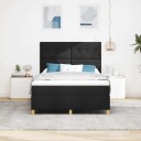  Box Spring Seng med Madrass og LED Svart 140x200 cm Stoff