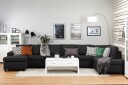 Crazy 6 seters Høyrevendt U formet XX Large Sofa med Divan og Sjeselong i Stoff   Antrasitt