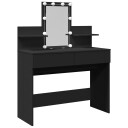  Sminkebord med LED svart 100x40x130 cm
