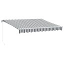  Manuell uttrekkbar markise med LED antrasitt og hvit 300x250 cm