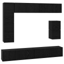  TV benksett Veggmontert 8 pcs Svart Eik Konstruert tre