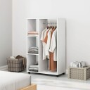 Garderobe på hjul mobil garderobe 1 klesstang 3 hyller garderobeskap rullende klesstativ for gang soverom 80 x 40 x 128 c
