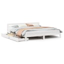  Sengeramme med madrass hvit 200x200 cm heltre furu 8721158410337