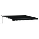 Automatisk Uttrekkbar Markise med LED Svart 400x300 cm  Markise Erstatningsstoff for 4x3 m Ramme Svart