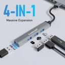 Lemorele TC53 USB-C Hub med 4 USB-porter